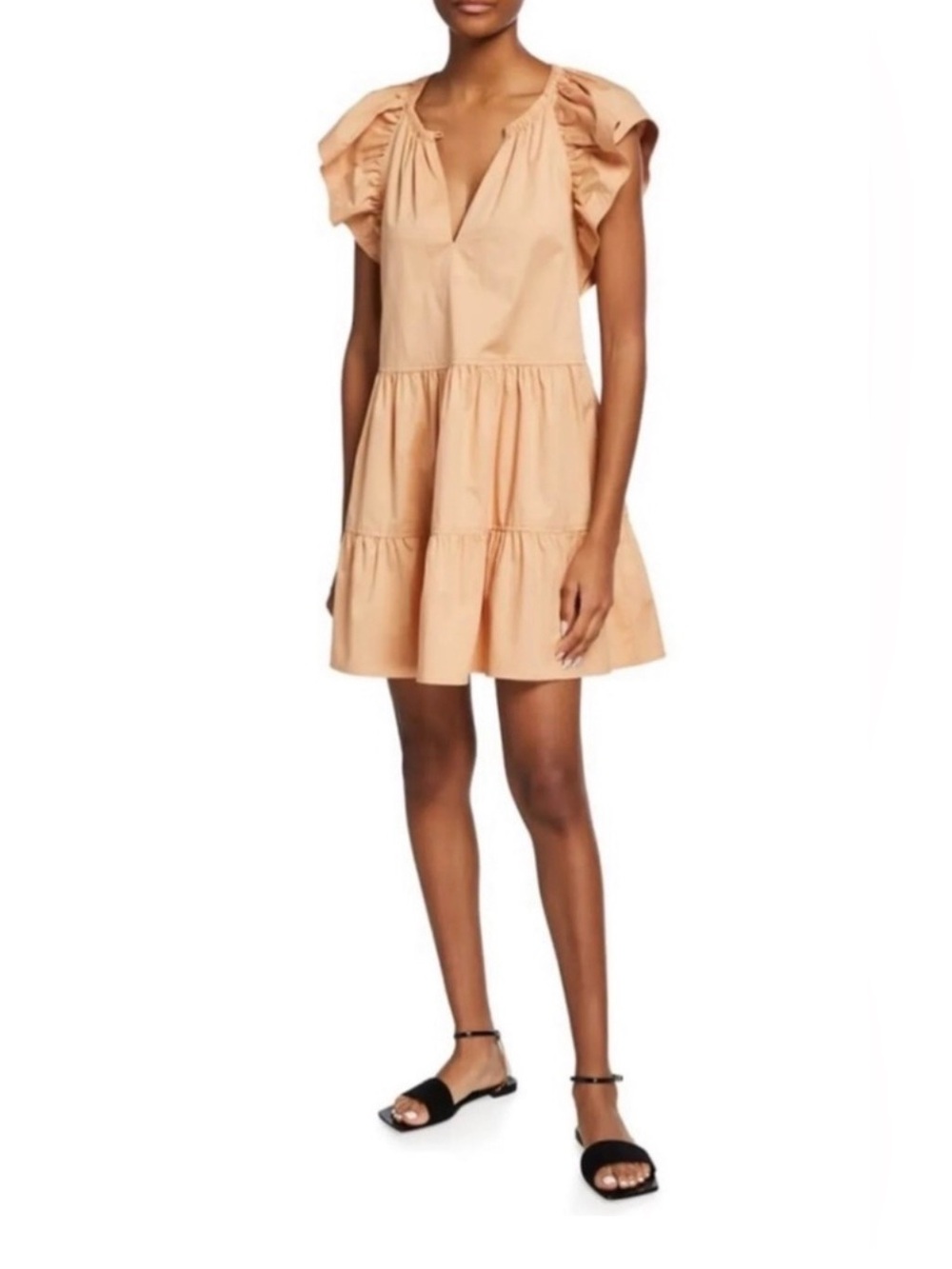 A.L.C. Harper Dress Peach Blush Ruffle Tiered Mini Dress Size 2